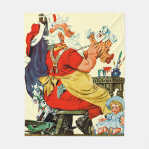 Santa at Work Fleece Blanket