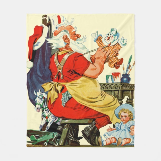 Santa at Work Fleece Blanket (Front)