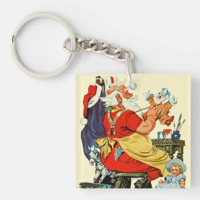 Santa at Work Key Ring (Front)