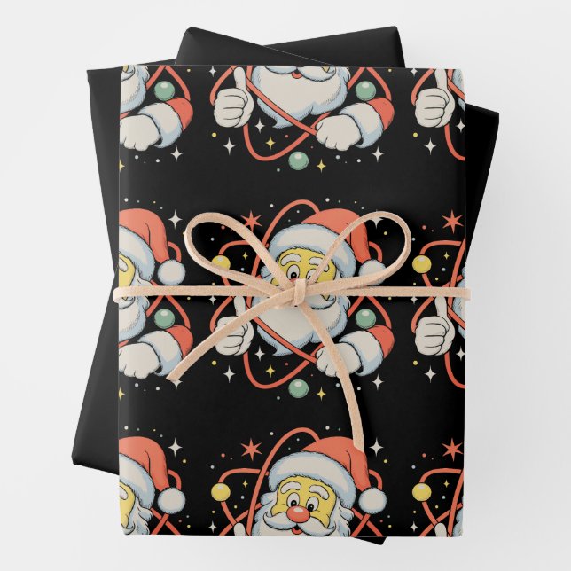 Santa Atom Christmas Science Xmas Holiday Wrapping Paper Sheet (In situ)