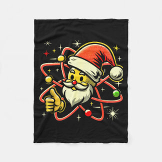 Santa Atom Christmas Thumbs Up Radiation Nuclear F Fleece Blanket