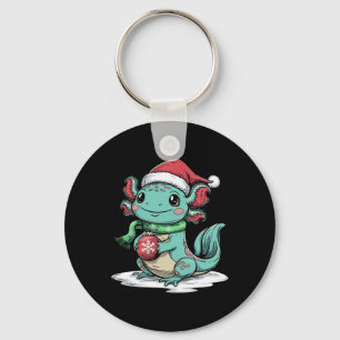 Santa Axolotl Animal Lover Winter Vibe Christmas P Key Ring
