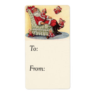 Santa Babies Vintage Gift Tag