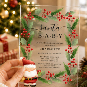 Santa Baby Acrylic Baby Shower Invitation