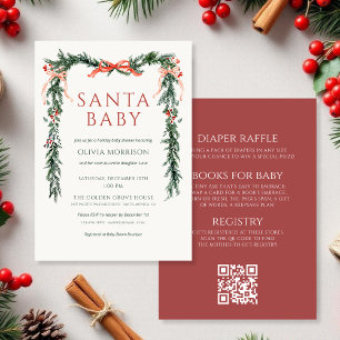 Santa Baby All in One Bow Christmas Baby Shower Invitation