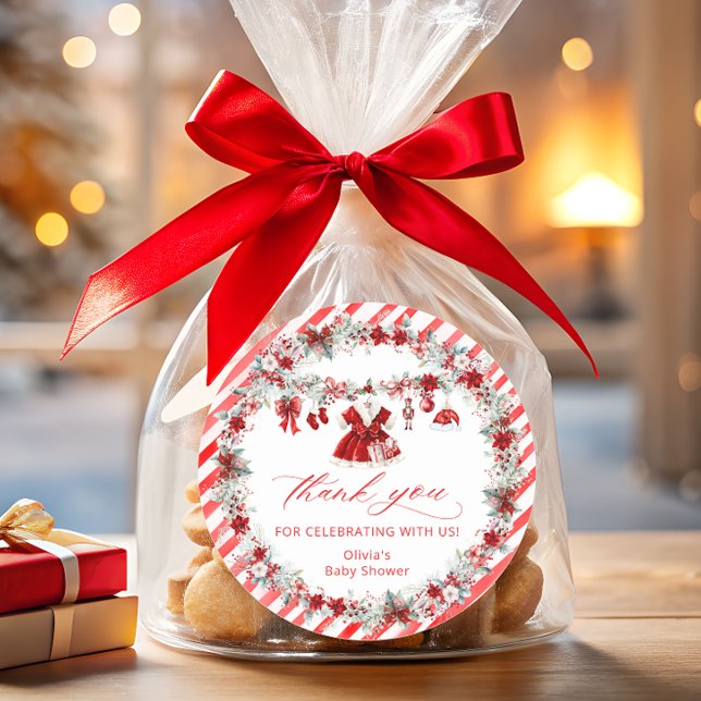 Santa Baby Baby Clothes Baby Shower Thank You Classic Round Sticker (Creator Uploaded)