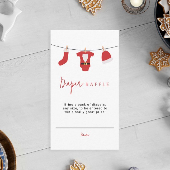 Santa Baby Baby Shower Diaper Raffle Clothesline Enclosure Card (Creator Uploaded)
