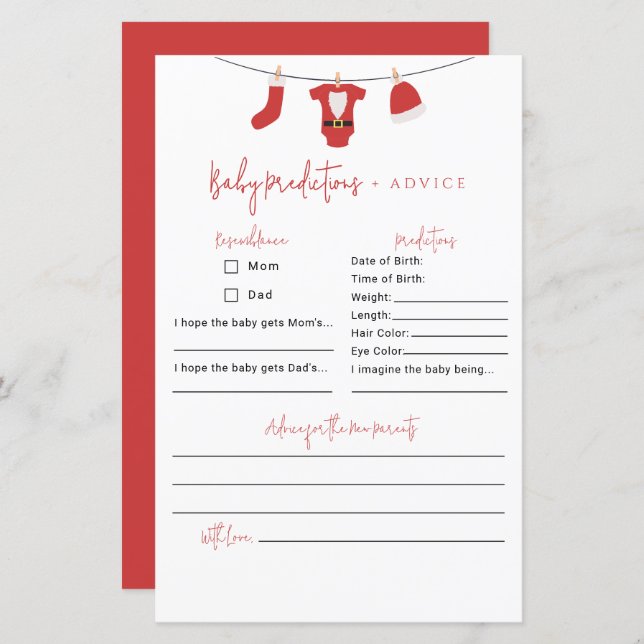 Santa Baby Baby Shower Predictions & Advice (Front/Back)