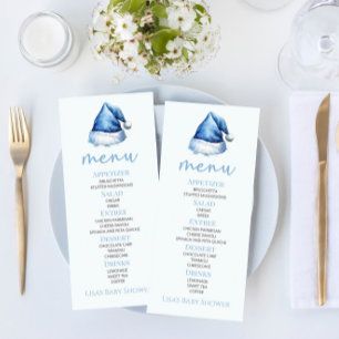 Santa Baby Blue Snowy Santa Hat Baby Shower Food Menu