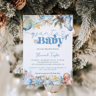 Santa Baby Boy Christmas Baby Shower Invitation