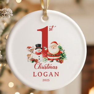 Santa Baby Boy First Christmas Ceramic Ornament