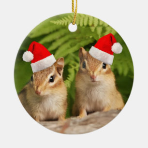 Santa Baby Chipmunks Ceramic Tree Decoration
