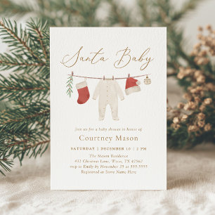 Santa Baby Christmas Baby Clothes Baby Shower Invitation