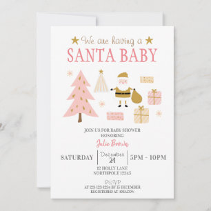 Santa Baby, Christmas Baby Girl Shower Invitation