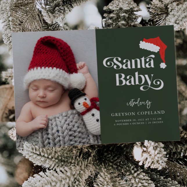 Santa Baby Christmas Baby Photo Birth  Announcement (Creator Uploaded)