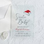 Santa Baby Christmas Baby Shower Acrylic Invitations<br><div class="desc">A cute minimal Christmas holiday season clear acrylic baby shower invitation featuring "Santa Baby" in an elegant script with a heart swash, a watercolor illustration of a red Santa Claus hat and an invitation to a merry little baby shower. Personalise the mother's name in a stylish red script and the...</div>