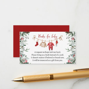 Santa Baby Christmas Baby Shower Book request Enclosure Card