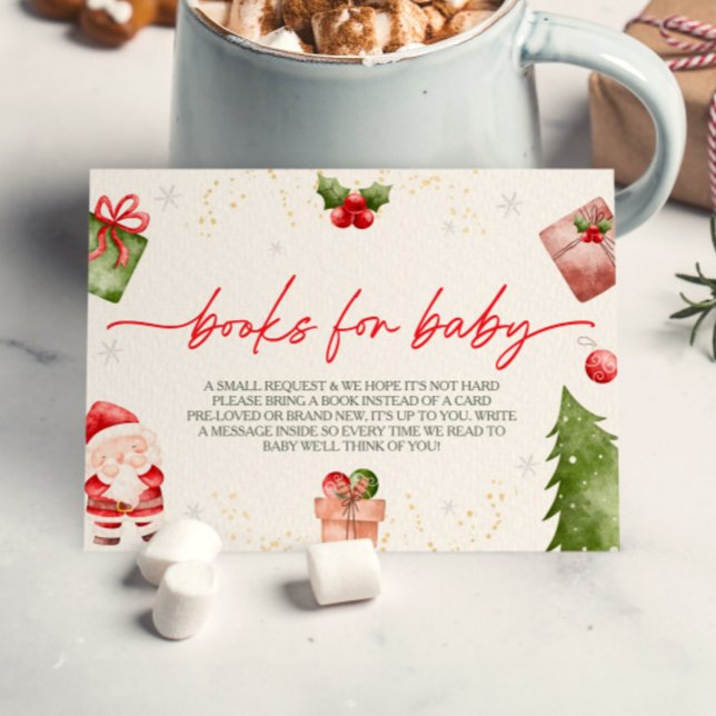 Santa Baby Christmas Baby Shower Book Request Enclosure Card (Creator Uploaded)