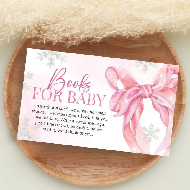 Santa Baby Christmas Baby Shower Books for Baby Enclosure Card (Pink Coquette Winter Baby Shower Books for Baby)