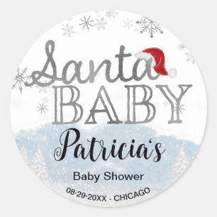 Santa Baby Christmas  Baby Shower Classic Round Sticker