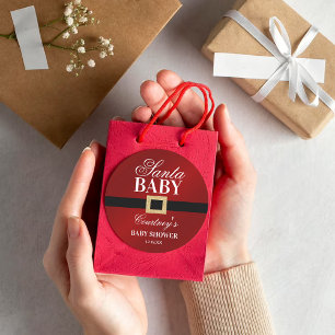 Santa Baby   Christmas Baby Shower Classic Round Sticker