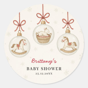 Santa Baby Christmas Baby Shower Classic Round Sticker