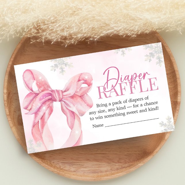 Santa Baby Christmas Baby Shower Diaper Raffle Enclosure Card (Pink Coquette Winter Baby Shower Diaper Raffle)
