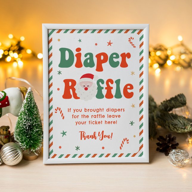 Santa Baby Christmas Baby Shower Diaper Raffle  Poster (Creator Uploaded)