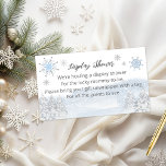 Santa Baby Christmas Baby Shower Display Shower Enclosure Card<br><div class="desc">Adorable calligraphy with snowflakes,  winter-themed baby shower invitations. Easy to personalised with your details. Check the collection to find matching items as enclosure cards.</div>