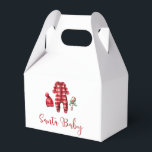 Santa Baby Christmas Baby Shower Favour Box<br><div class="desc">Santa Baby Christmas themed baby shower with baby clothes and black buffalo plaid.</div>