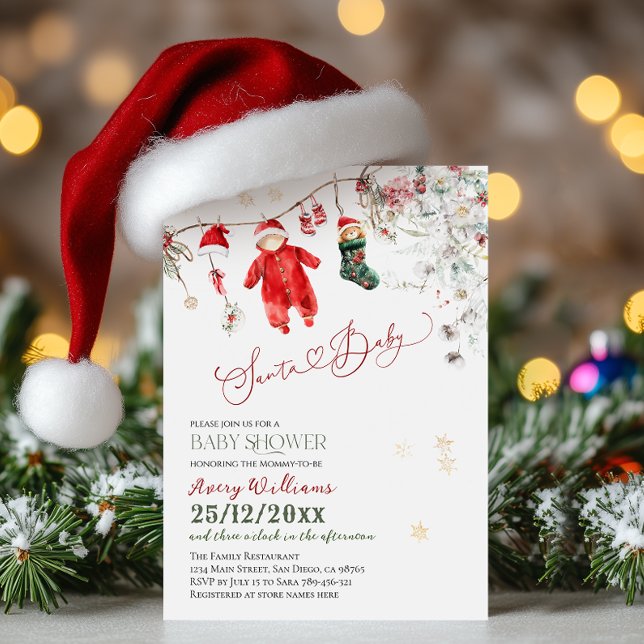 Santa Baby Christmas Baby Shower Gender Neutral Invitation (Creator Uploaded)