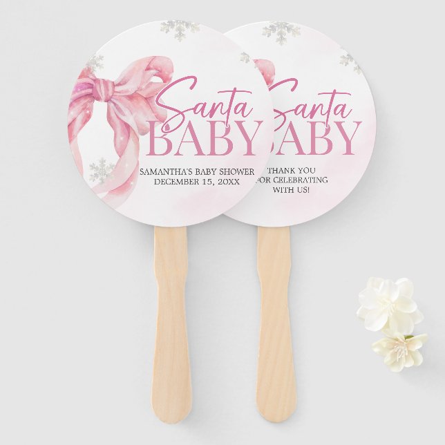 Santa Baby Christmas Baby Shower Hand Fan (Front and Back)
