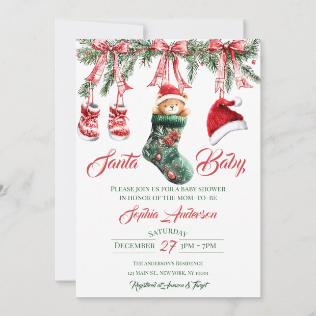 Santa Baby Christmas Baby Shower Invitation (Front)