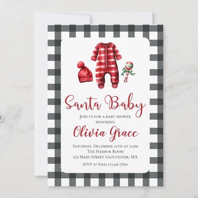 Santa Baby Christmas Baby Shower Invitation (Front)