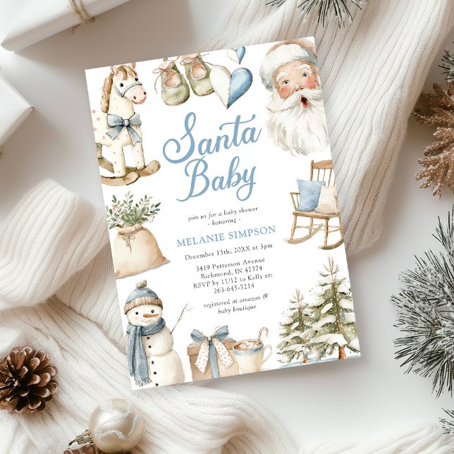 Santa Baby Christmas Baby Shower Invitation (Creator Uploaded)