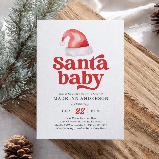 Santa Baby Christmas Baby Shower Invitation (Creator Uploaded)