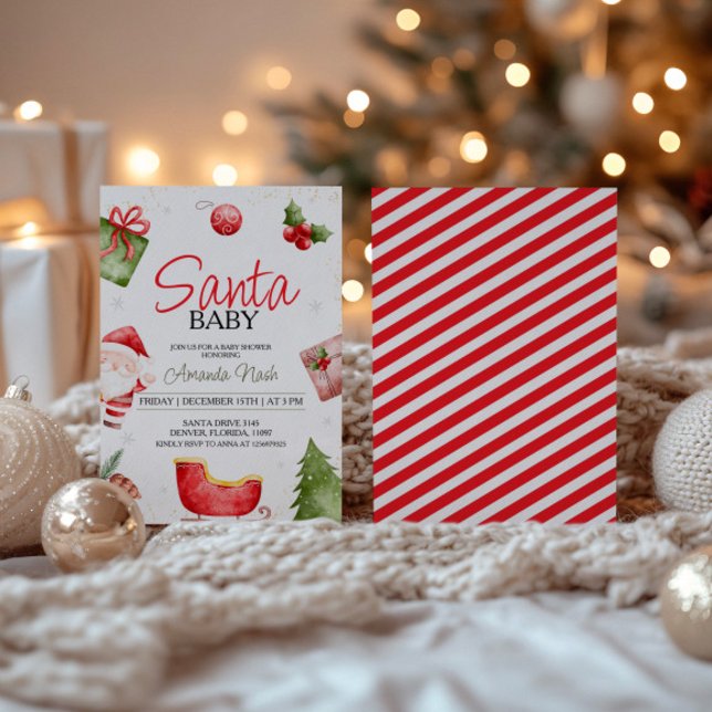 Santa Baby Christmas Baby Shower Invitation (Creator Uploaded)