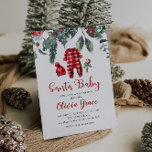 Santa Baby Christmas Baby Shower Invitation<br><div class="desc">Santa Baby Christmas themed baby shower with baby clothes,  christmas greenery and black buffalo plaid.</div>