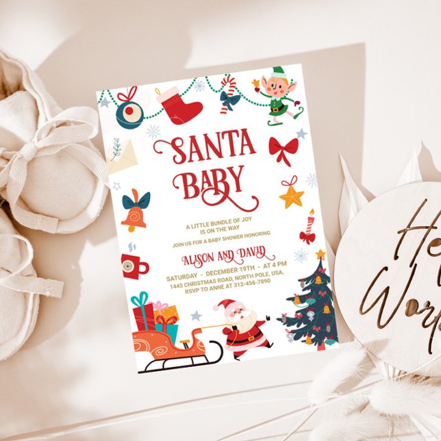 Santa Baby Christmas Baby Shower Invitation (Creator Uploaded)