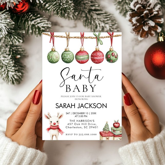 Santa baby Christmas baby shower Invitation (Creator Uploaded)