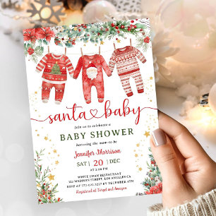Santa Baby Christmas Baby Shower Invitation