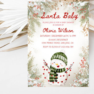 Santa Baby Christmas Baby Shower Invitation