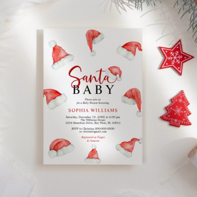 Santa Baby Christmas Baby Shower Invitation (Creator Uploaded)