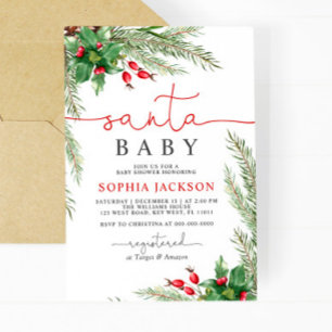 Santa Baby Christmas Baby Shower Invitation