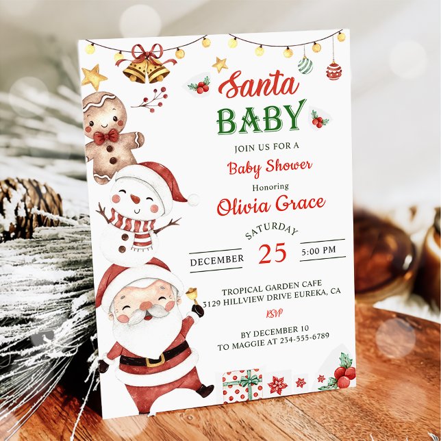 Santa Baby  Christmas Baby Shower  Invitation (Creator Uploaded)