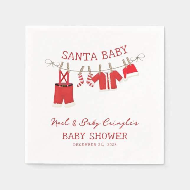 Santa Baby Christmas Baby Shower Napkin (Front)