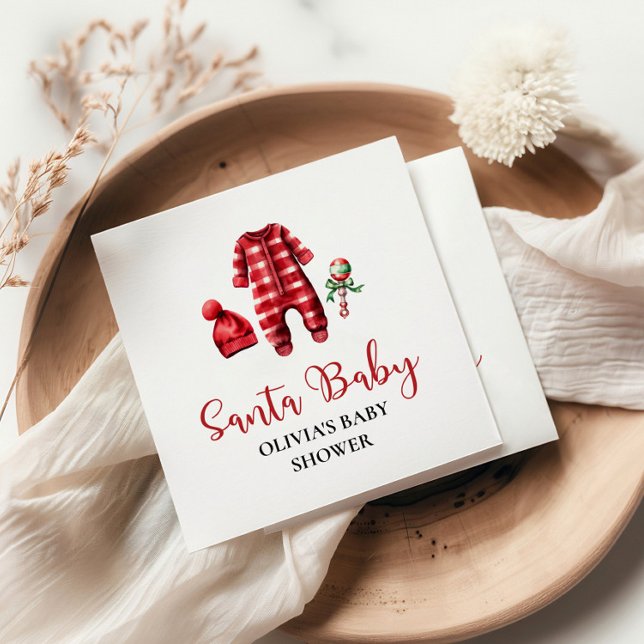 Santa Baby Christmas Baby Shower Napkin (Creator Uploaded)