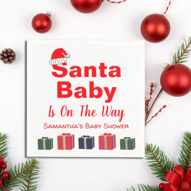 Santa Baby Christmas Baby Shower Napkin (Creator Uploaded)