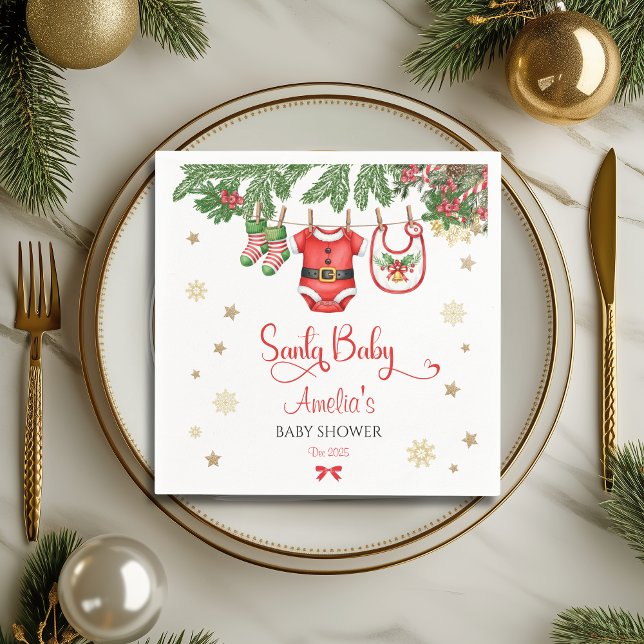 Santa Baby Christmas Baby Shower Napkins Festive (Creator Uploaded)
