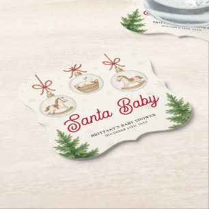 Santa Baby Christmas Baby Shower Paper Coaster